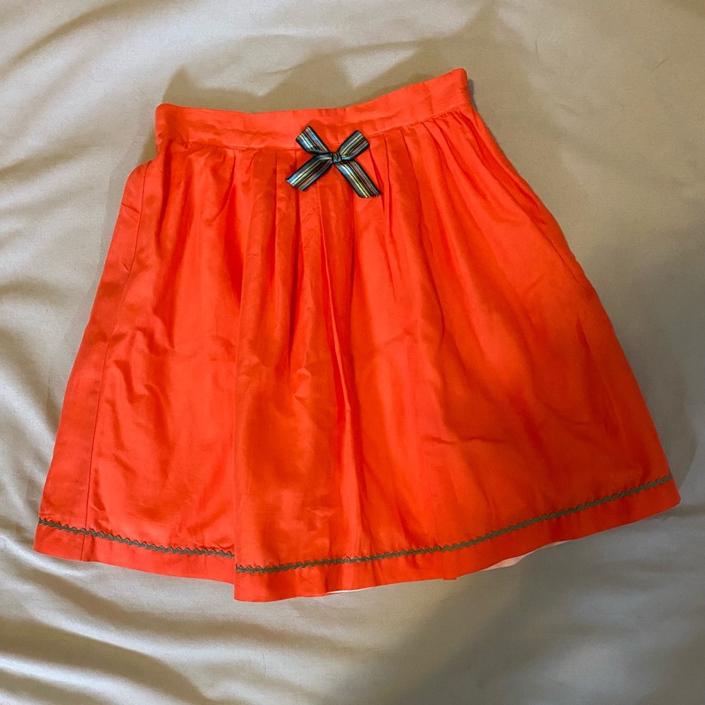 $69 New Juste Cle 116 6 Halloween Skirt Pleated Orange Bow Adjustable Waist Full